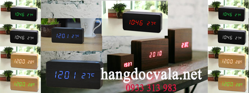 đồng hồ led gỗ để bàn